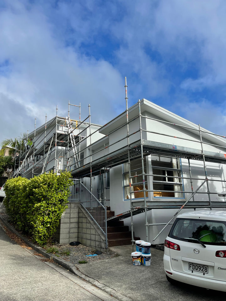 Painted Auckland home with driveway and carport